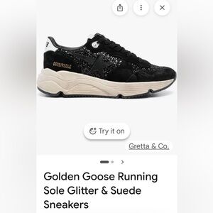 Golden Goose Black Glitter & Suede Running Sole Sneaker
